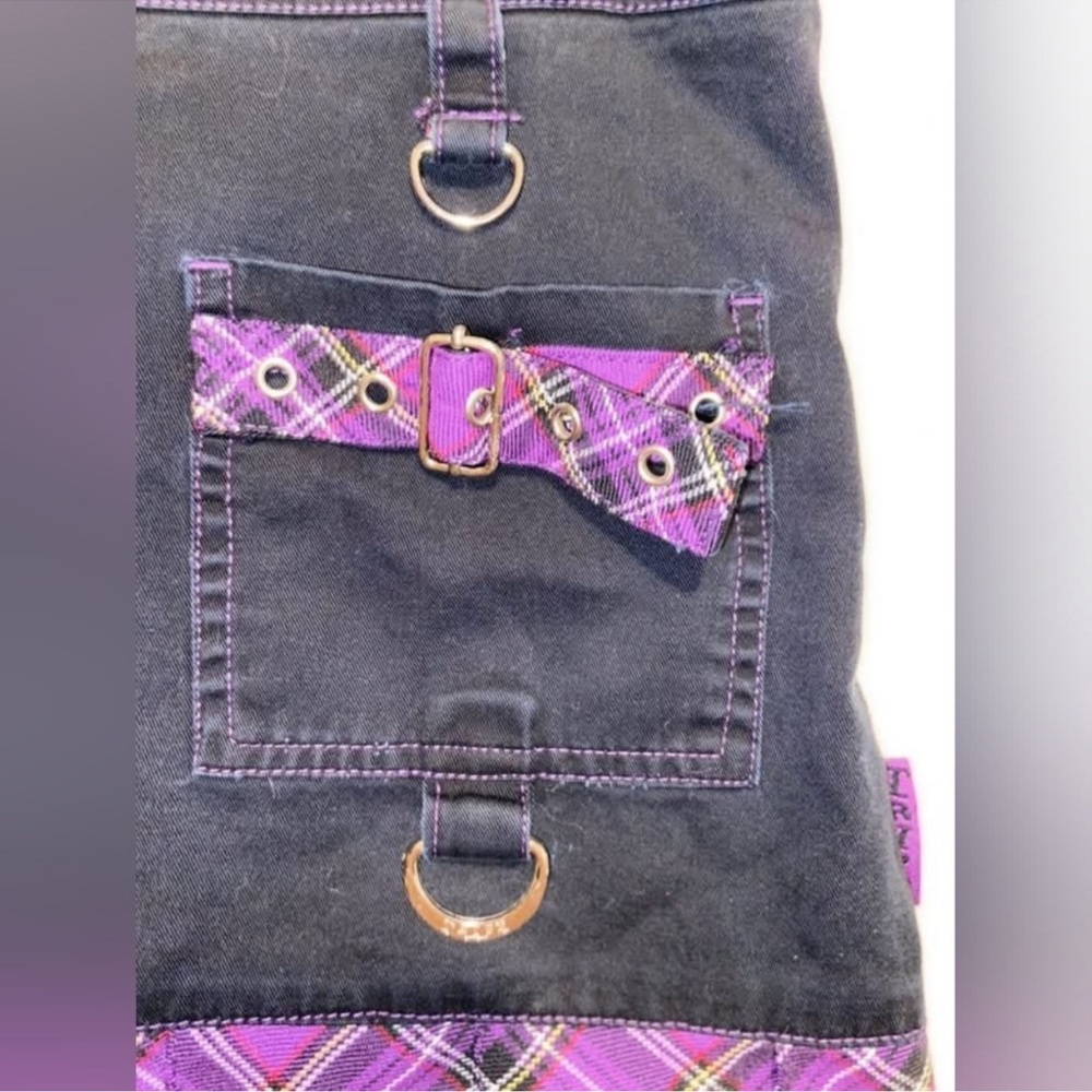 RARE Vintage Y2K Black and Purple Plaid Tripp NYC mini skirt - Picture 5 of 9